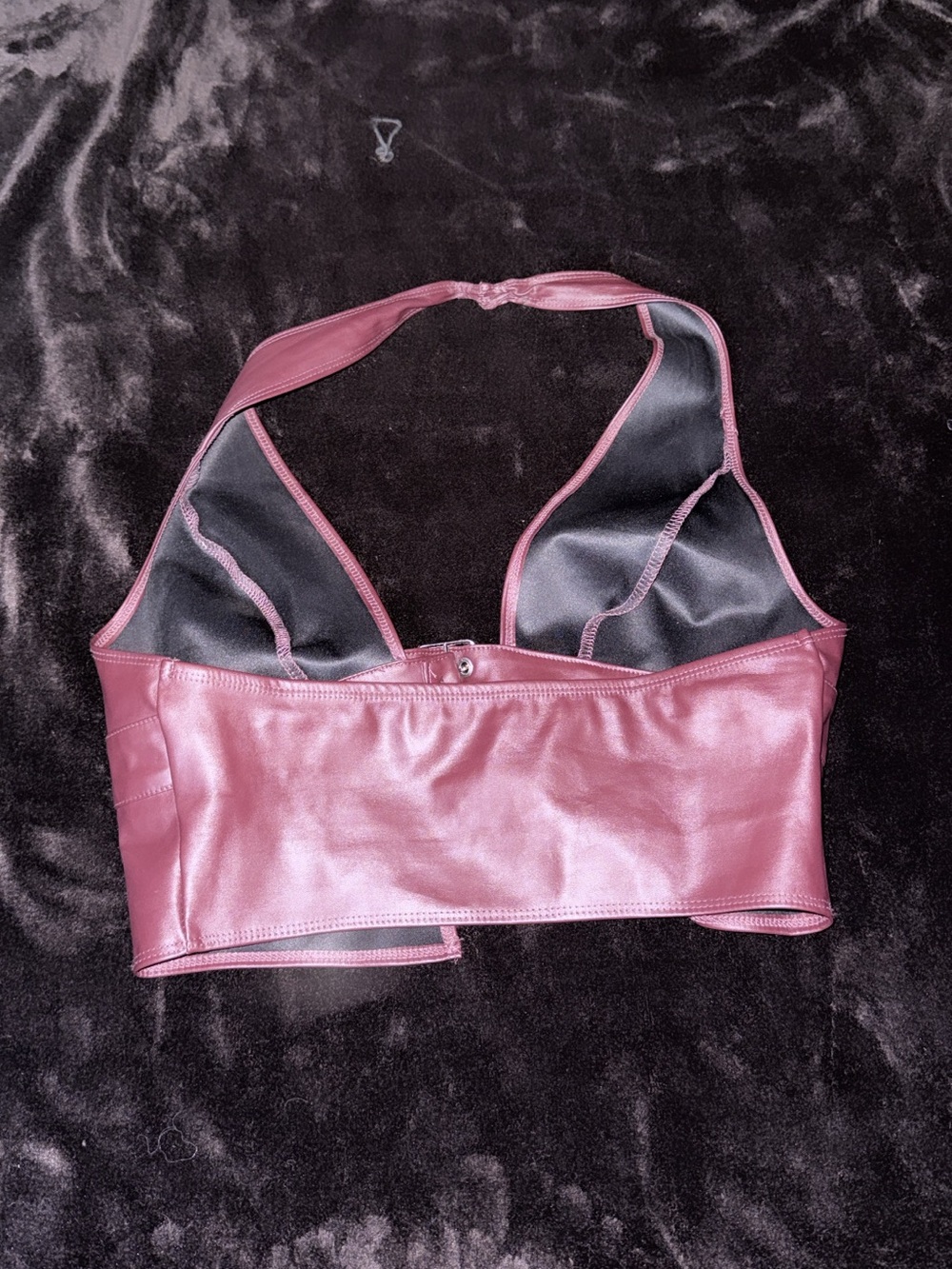 Faux Leather Halter Bandeau in Mauve Pink